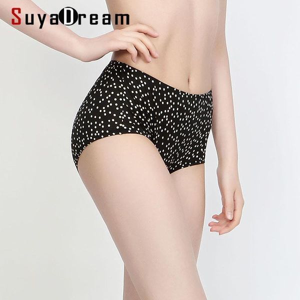 

women's panties suyadream women silk briefs 100%silk dots printed high rise, Black;pink