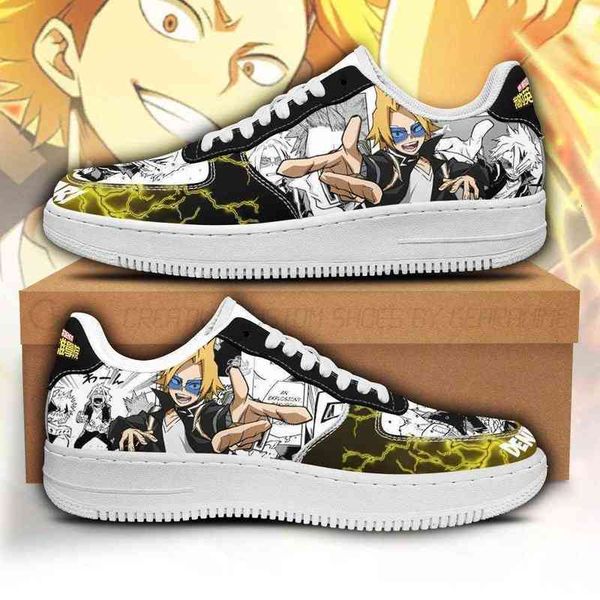 

diy anime fan sneakers denki kaminari my hero academia custom shoes men's lightweight running casual knit