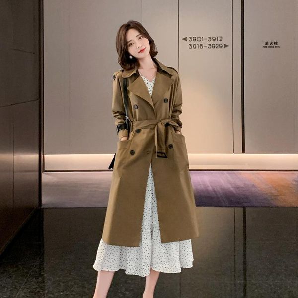 

women's trench coats double breasted casual coat, Tan;black