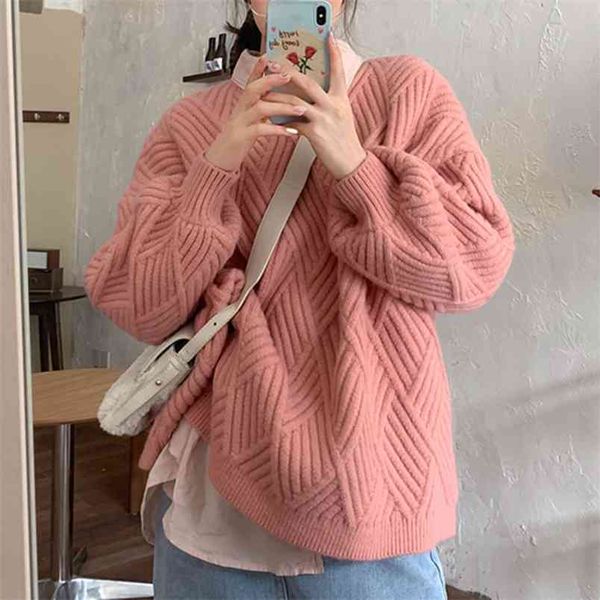 

ol outwear solid twist knitted sweater women autumn winter elegant thick warm female pullover sweaters pull femme 210514, White;black