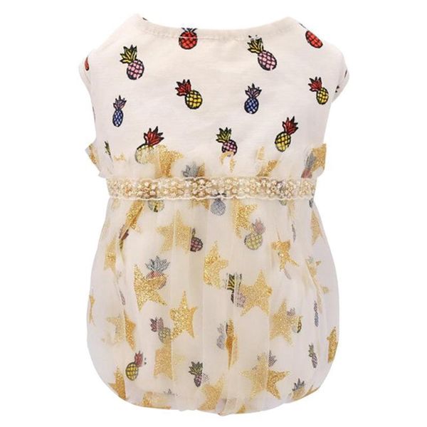 

dog apparel lovely pet dress pineapple shape skirt lace one-piece clothes for puppy
