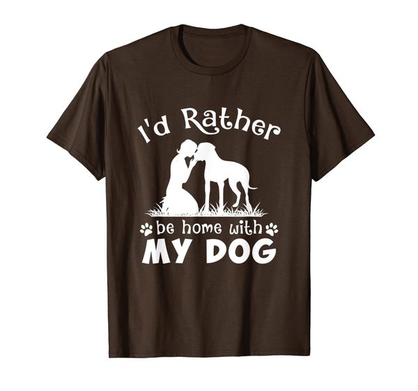 

i'd rather be home with my dog t-shirt t-shirt, White;black
