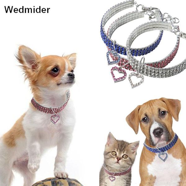 

cat collars & leads comfortable fashion bling dog jewelry rhinestone collar pet crystal diamond heart elasticity necklace supplies