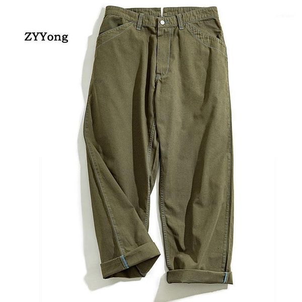 

men's overalls wide leg pants japanese style cotton straight loose fashion streetwear hip hop leisure labor daddy trousers, Black