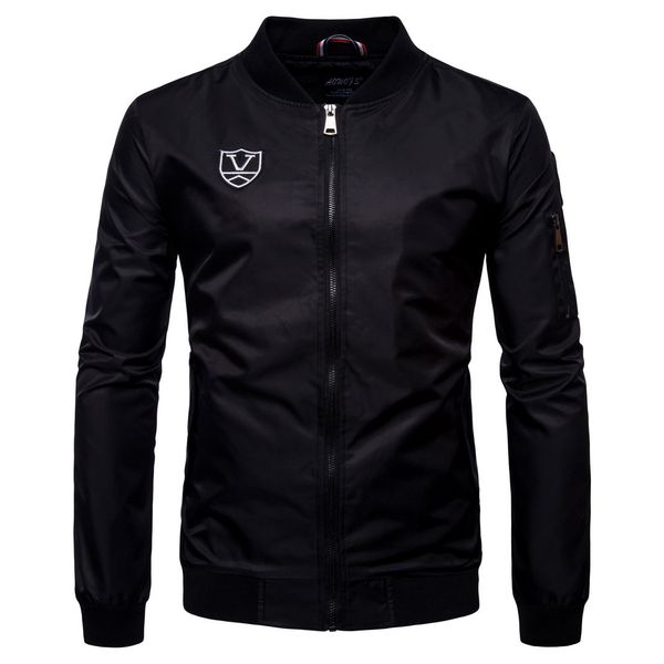 

Fashion Jacket European Spring Stand Collar Men's Flying Waterproof Large Y986, Black