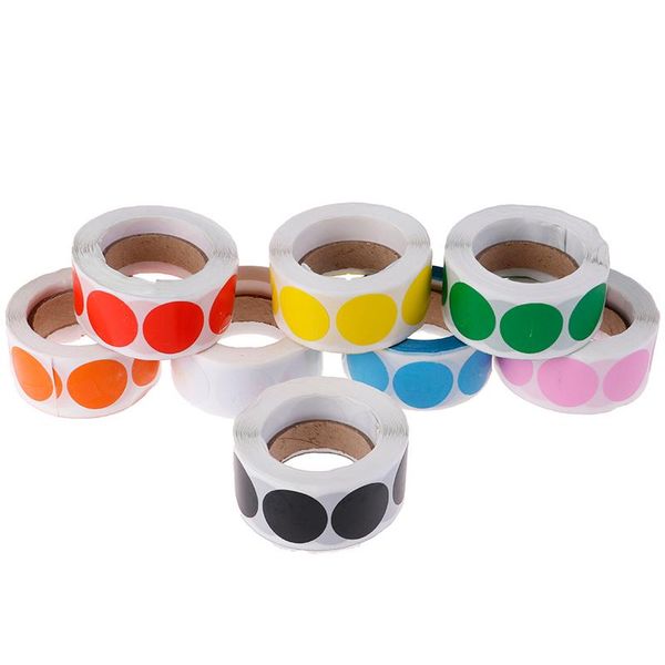 

gift wrap chroma label 1 inch color-code dot labels stickers 500/roll black,white,green,blue,orange,red,pink,yellow stationery