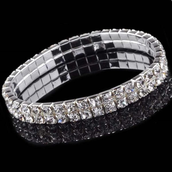 

link, chain imixlot lady crystal rhinestone wedding bridal stretch bracelet bangle, Black