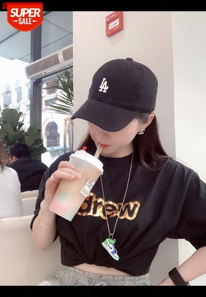 

drew golden secrect letter oversized short-sleeved t-shirt #gm0n, White;black