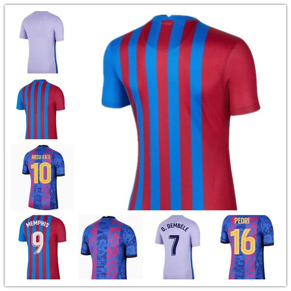 

10 messi 21 22 memphis kun aguero soccer jerseys camiseta de futbol 2021 2022 ansu fati griezmann f.de jong pedri dembele football shirt, Black;yellow