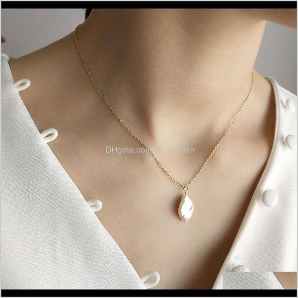 

other necklaces & pendants drop delivery 2021 chaofumao korean jewelry 925 sterling sier baroque shaped pearl pendant gold necklace btgy9, Silver
