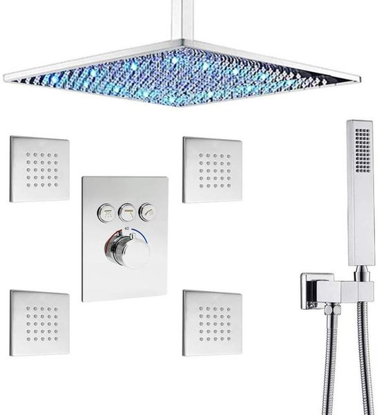 

luxury shower systems with body sprays and handheld, ceiling rain mixer faucet valve, brass set complete 12 inch bathroom sets