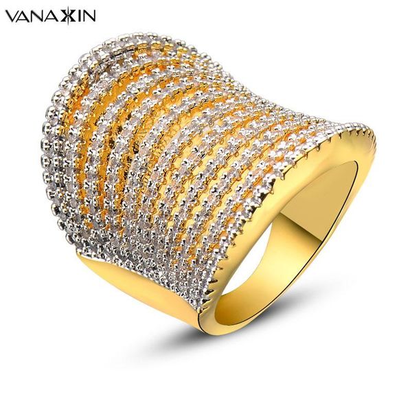 

wedding rings vanaxin wide for women grade micro paved cz ring classic special design silver color with perfect polished, Slivery;golden