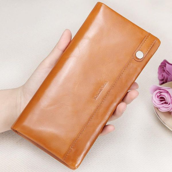 

wallets woman soft leather wallet long europe and america retro full-grain ultra-thin, Red;black