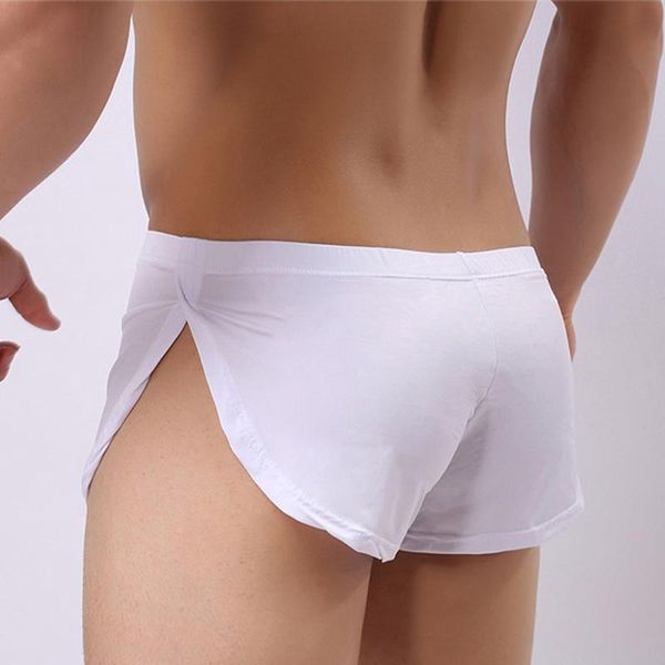 

underpants underwear boxers shorts men pajamas side split gay male soft comfortable sleepwear novelty panites, Black;white