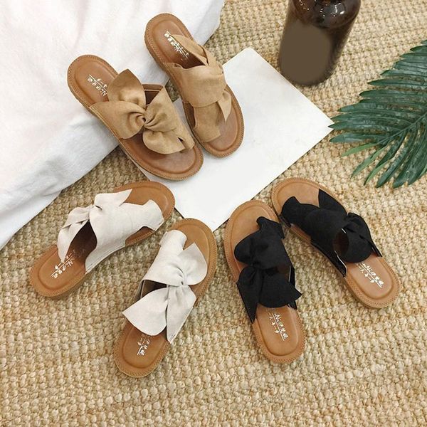 

sandals 2021 shoes woman for women beach bow slip on gladiator summer footwear flat female plus size, Black