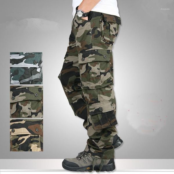 

mens joggers army combat cargo pants trousers men loose camo cotton overalls casual camouflage plus size men's, Black