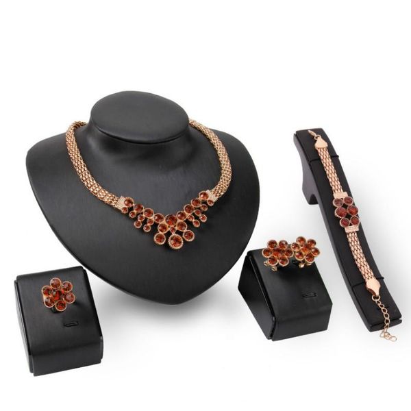 

earrings & necklace party fashion jewelry sets charm women red crystal bracelet ring luxury girl gift, Silver