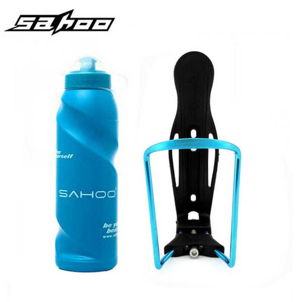 Details zum Radfahren Fahrrad 700 ml Wasserflasche Blau + Aluminiumhalterkäfige Mounte Blau Y0915