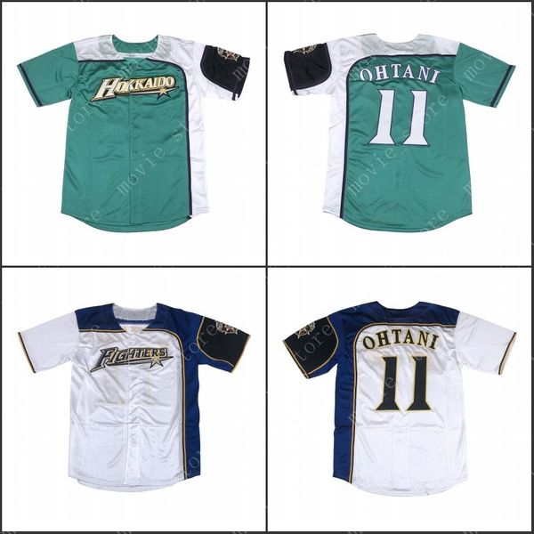 

men's hokkaido nippon ham fighters 11 shohei ohtani baseball jersey stitched, Blue;black