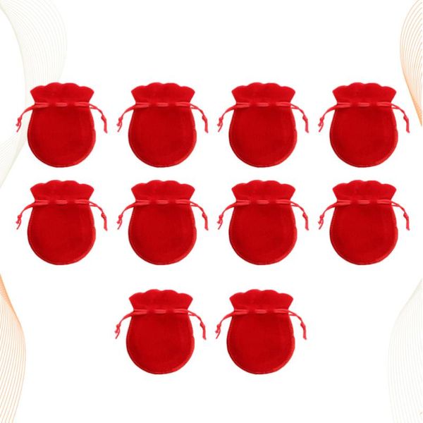 

gift wrap 20pcs gourd jewelry bag flannel storage drawstring pouches for ring stud earrings candy bags (red thin style 9x12cm)