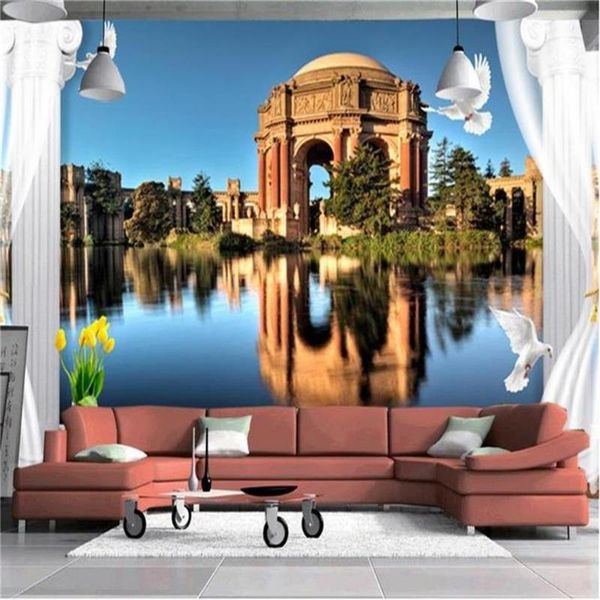 

custom size 3d po wallpaper mural livingroom european landscape roman colum picture sofa tv backdrop for wall wallpapers