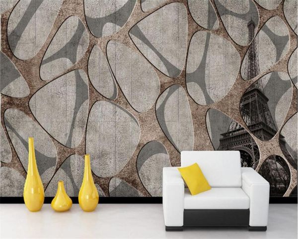 

wallpapers drop custom wallpaper abstract oval eiffel tower retro art background wall living room 3d