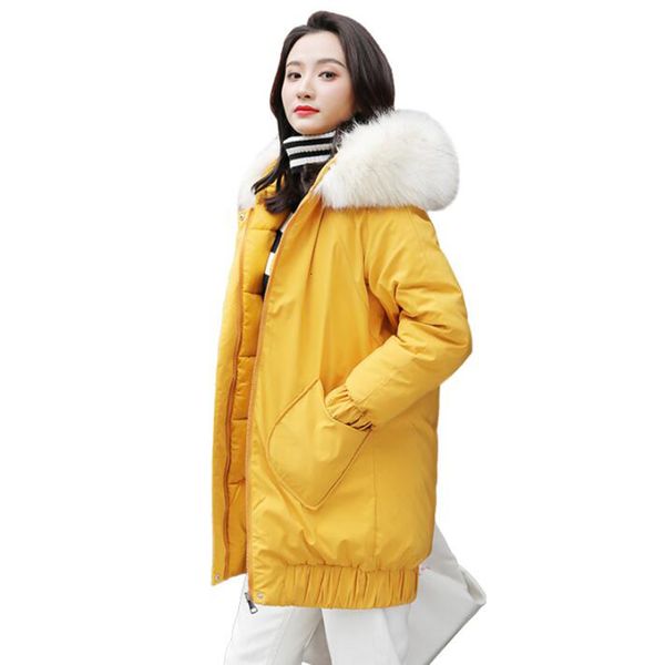 

down cotton female parkas fur collar hooded warm coat women winter jacket jaqueta feminina inverno, Black