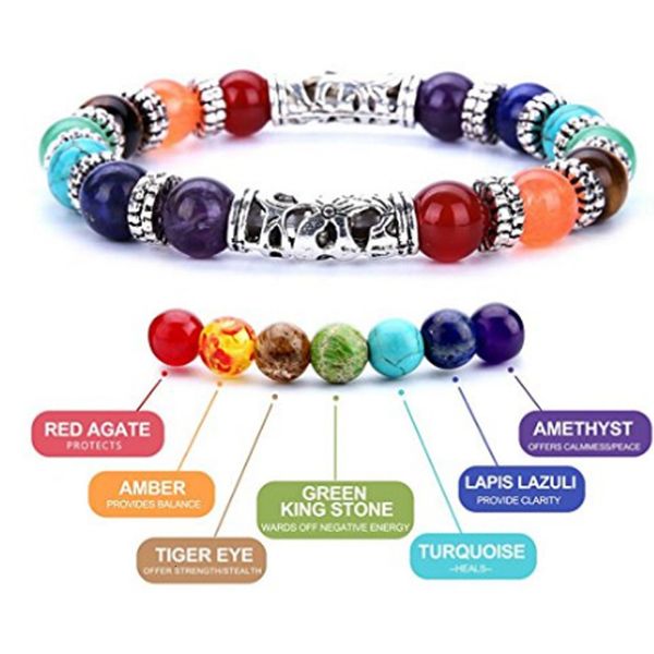 

bracelet selling seven chakras energy yoga 8mm string, Golden;silver