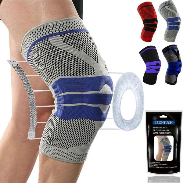 

elbow & knee pads slip spring basketball pad running volleyball tennis patella protector joint support brace sports kneepad, Black;gray