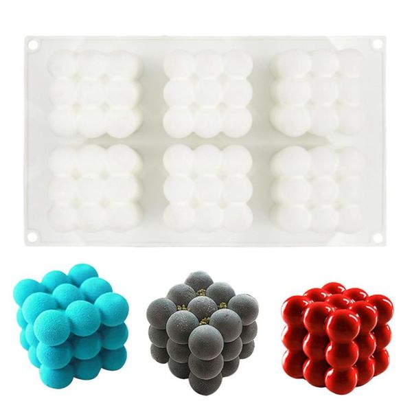 

craft tools 6 cavities 3d cube baking mousse cake mold silicone square bubble dessert moldstray kitchen bakeware candle plaster mould