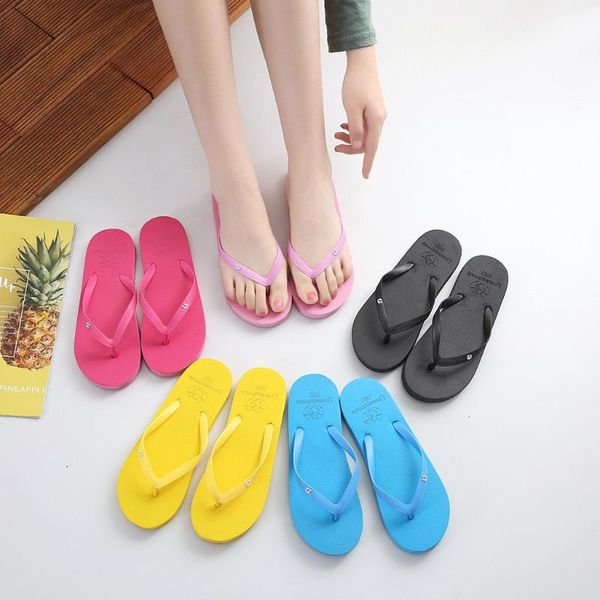 

slippers indoor family bathroom bath women gilrs summer animal solid beach flip flops anti-slip slipper casual shoes slippers#11635, Black