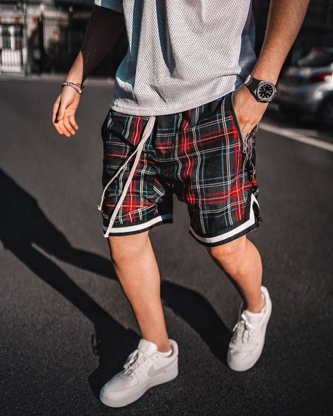 

men's shorts 2021 scottish style retro lattice basketball sports outdoor casual hip-hop trend, White;black