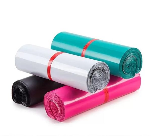 Poly mailer Sacchetti di plastica Buste Buste 4 colori Autosigillanti Spedizione Sacchetti postali Impermeabile antistrappo bianco nero rosa verde 100 pezzi