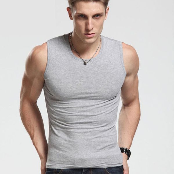 

e-baihui men tank cotton undershirt bodybuilding singlet fitness sleeveless vest men tank t0008, White;black