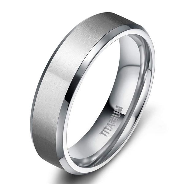 

wedding rings 6mm women men classic brushed pure titanium band ring for school graduation cocktail size 4-12 anel de formatura, Slivery;golden