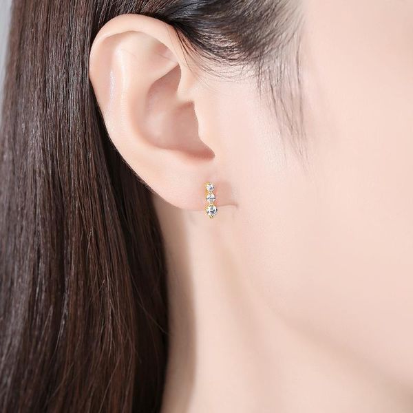 

stud v-386 s925 sterling silver zircon earrings female korean style simple personality ins wind small fresh wholesale, Golden;silver