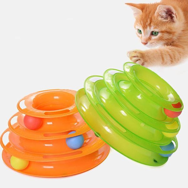 

cat toys tracks amusement triple ball pet supplies three levels toy tower disc