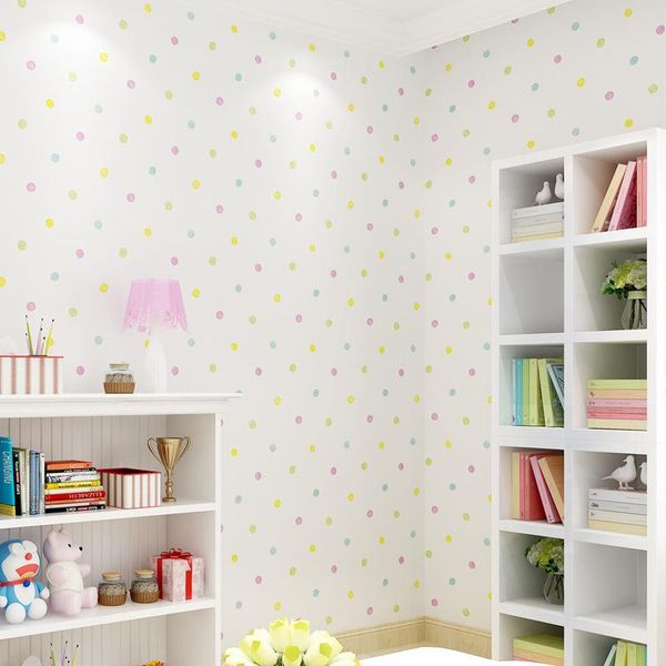 

wallpapers children's room self-adhesive wallpaper warm color dot girl's bedroom non-woven fabric self dip