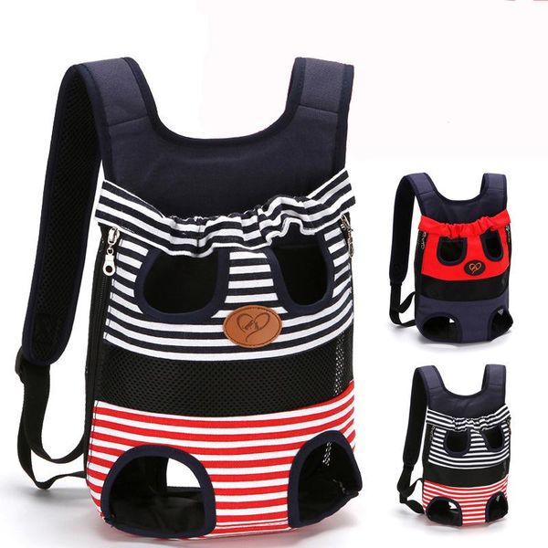 

dog car seat covers pet prodcuts portable outdoor cat bag mesh breathable striped print canvas backpack puppy travel carrier for small
