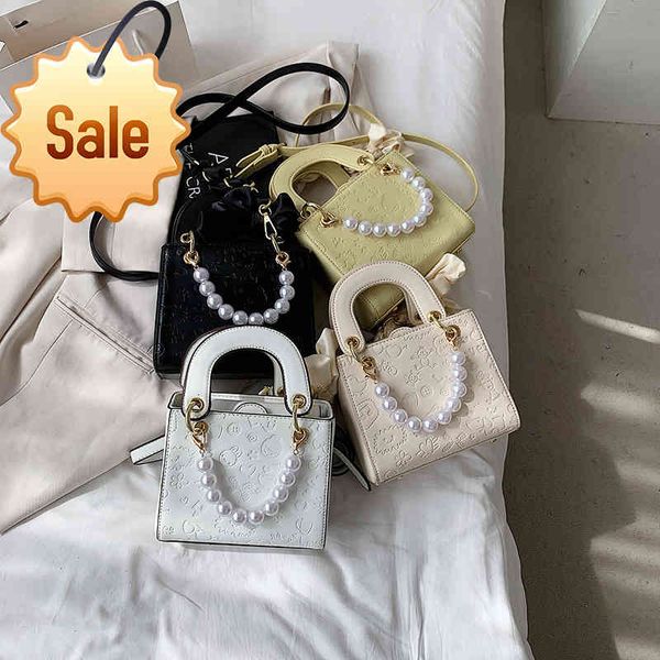 

women's bag 2021 new embossed diana bag ins popular pearl silk scarf handbag one shoulder