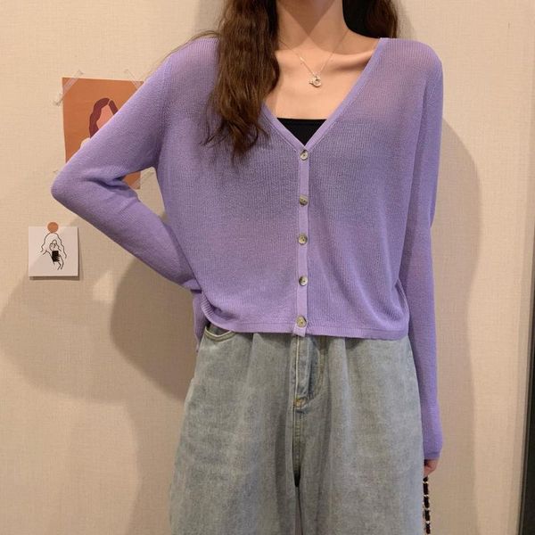 

women's knits & tees cardigan women v-neck transparent ulzzang womens autumn knitwear selling chic minimalist sweet girl loose basic le, White