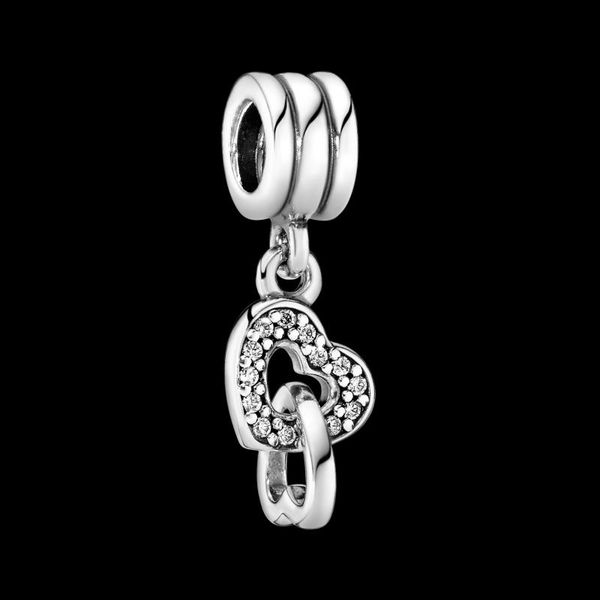 

other 2021 100% 925 sterling silver charms interlocking hearts dangle charm fit original bracelet jewelry
