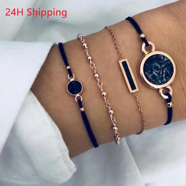 

link, chain 2021 ins women's bracelet creative round alloy jewelry couple set drop, Black