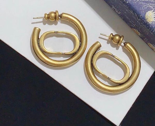 

have stamp fashion letter hoop earrings aretes orecchini for women party wedding lovers gift jewelry engagement with box hot, Golden;silver