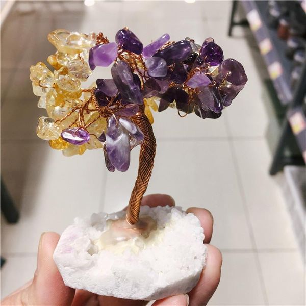 

decorative objects & figurines natural crystal tree amethyst citrine lucky decoration mineral stone feng shui ornament home decor christmas