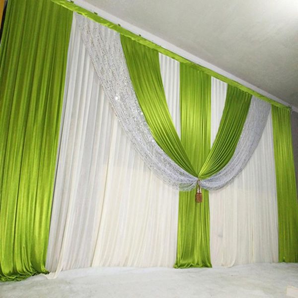 

party decoration 3m high x 6m width wedding backdrop with swags event and fabric purple curtains including middle sequin b