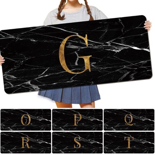 

mouse pads & wrist rests gamer pad waterproof pu leather black marble letter printing series 30x60cm 30x80cm computer keyboard large size