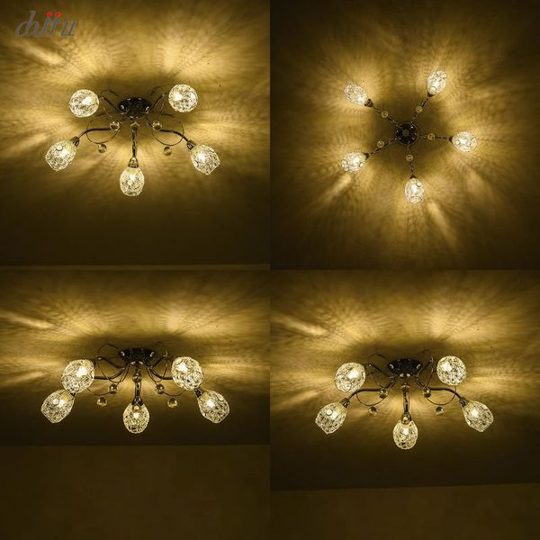 

chandeliers chjjll 5 head with bulb led ceiling chandelier light modern simple crystal lamp living room bedroom dining study foyer
