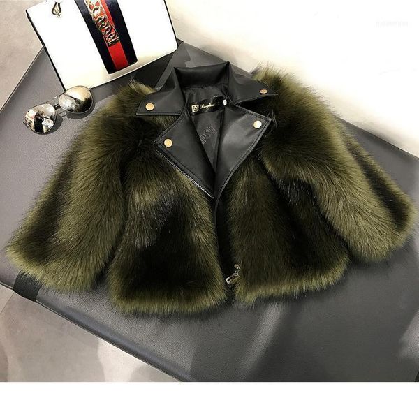 

fashion baby winter outerwear & coats children's fur girls coat kids faux fabric clothes 2-1011, Blue;gray