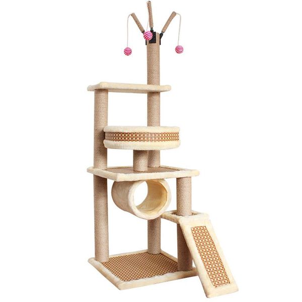 

cat furniture & scratchers scratching post climbing tower tree house dual-use four seasons sisal rope frame cats mat scratch toys play